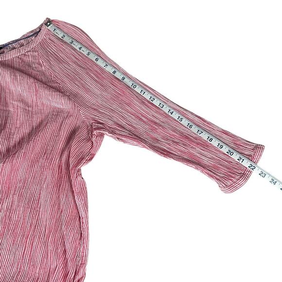 Lane Bryant 22/24 Pink White Stripe High Low 100% Cotton Button Blouse Tunic - Picture 9 of 11